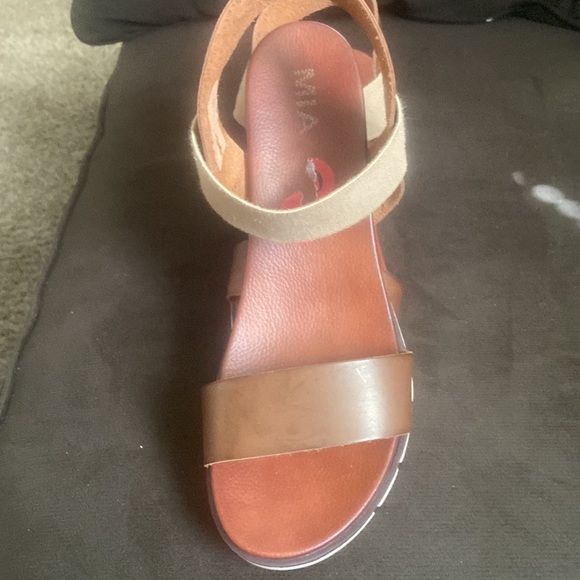 Brown wedge comfy sandals size 10 - Picture 4 of 5